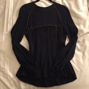 NWT Zara navy blouse with gold details S